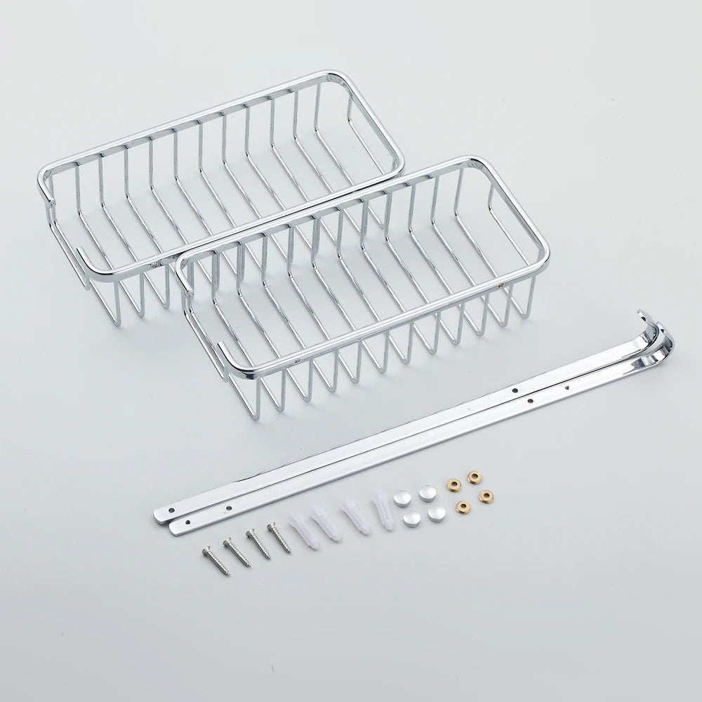 étagère salle bain double niveau or chrome moderne minimaliste clips inclusion vis écrous