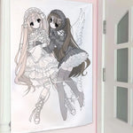 rideau mural dessin animé animaux personnages polyester coton blanc rose bleu gris noir clips