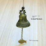 cloche décorative artisanale bronze doré motifs poissons oiseaux vintage(chaines bois)