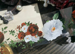 autocollants muraux fleurs roses feuilles rouge blanc adhésifs décoratifs réaliste opaque chambre