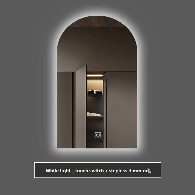 miroir intelligent éclairé led défogage moderne minimaliste gris beige lisse
