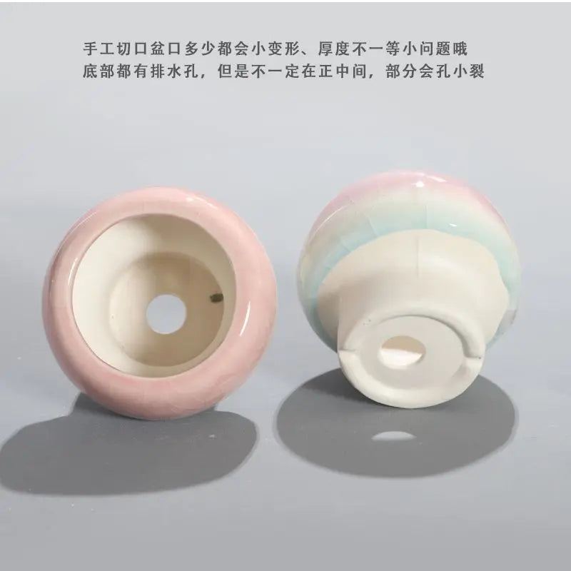 cache pot moderne porcelaine ombre pastel rose vert blanc minimalist