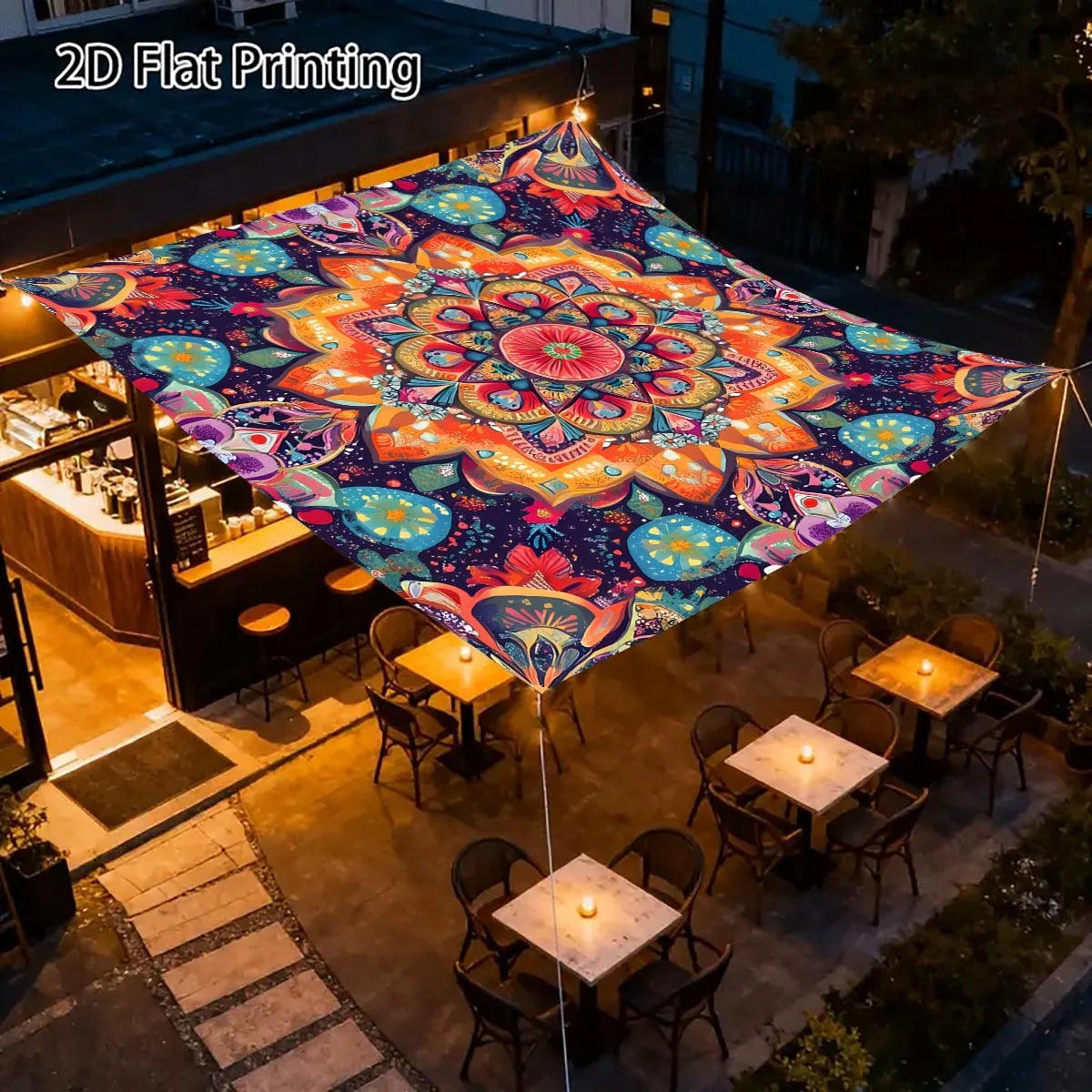 tapis plage mandala boho chic multicolore cordons fixation sable herbe