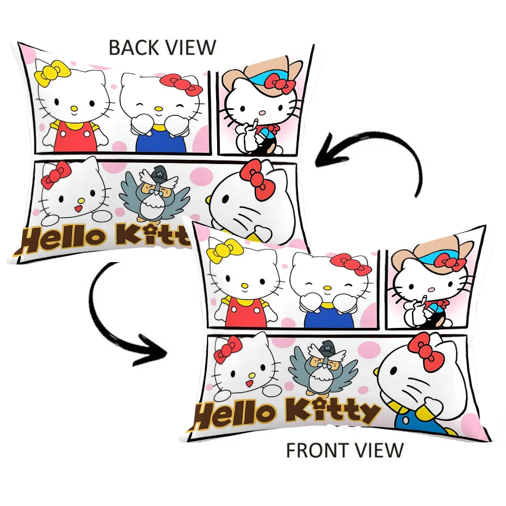 taies d'oreiller hello kitty dessins animés rose blanc jaune bleu gris 30x50cm 40x60cm 50x70cm