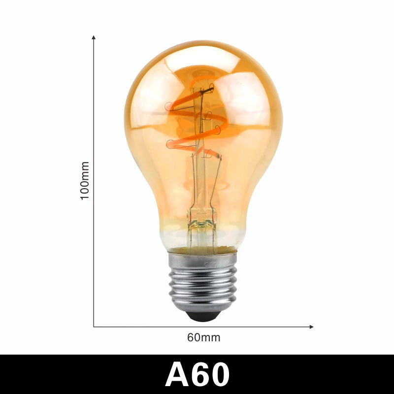 ampoules filament spirale dorée retro or noir opalescent e27 2200k 22w 20000h