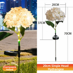 fleurs artificielles lumineuses hortensia bleu rose violet feuilles vertes moderne décoration extérieure panneau solaire