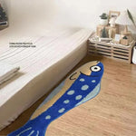 tapis bleu poisson stylisé antidérapant polyester moderne entrée chambre bébé voyage