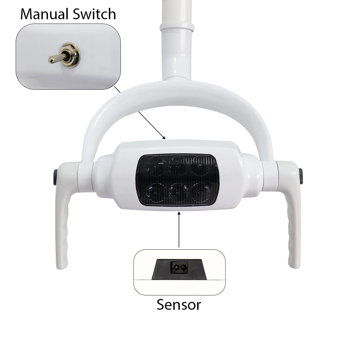 lampe dentaire blanche moderne capteur interrupteur vis fixée équipement dentaire phẫu thuật