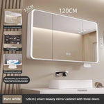 armoire salle bain murale miroir led rangement porte coulissante moderne blanc gris