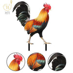 décoration jardin coq rouge orange plumes rustique extérieur résistant intempéries