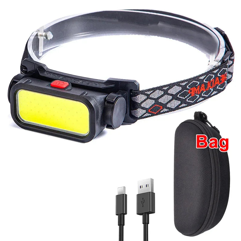 lampe frontale rechargeable led usb ceinture ajustable course exploration camping