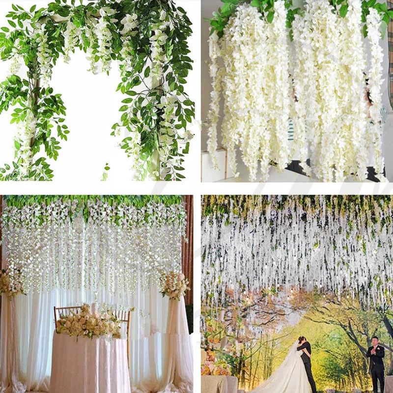guirlande artificielle fleurs violet vert mariage romantique décoration intérieure événement anniversaire