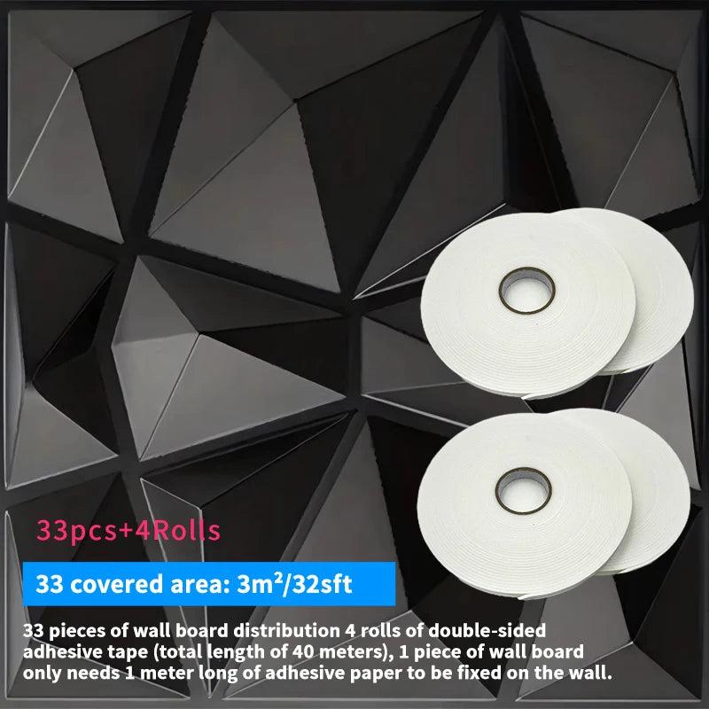 décoration murale moderne 3d autocollant triangles géométriques pvc résistant eau noir blancintérieur salon chambrehôtel