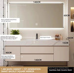 meuble salle bain blanc marbre moderne étagères miroir lumineux accessoires fixations murales