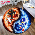 tapis rond sonic dessin animé bleu blanc rouge jaune noir cartoon 100cm 120cm 140cm