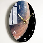 horloge murale moderne noire étoiles galaxie lumineuses salon décoration opaque aiguilles électrique