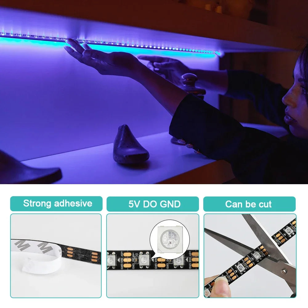 ruban led multicolore ip65 ip67 ws2812b 5v adhésif moderne 30leds 60leds rgb