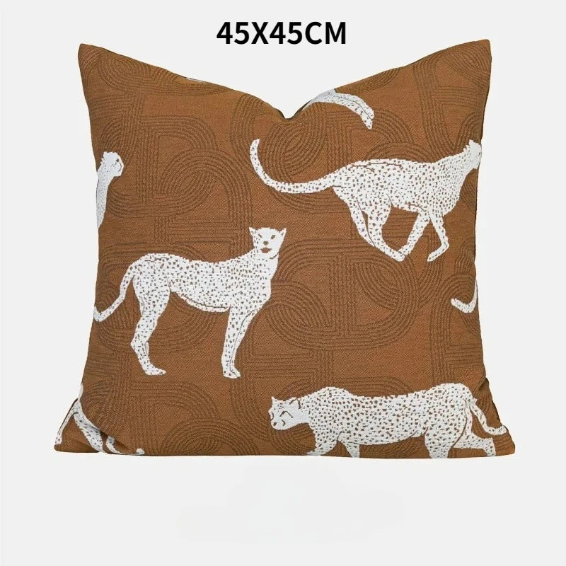 coussins brodés jacquard géométrique moderne marron clair beige nordique polyester face simplecoration voiture