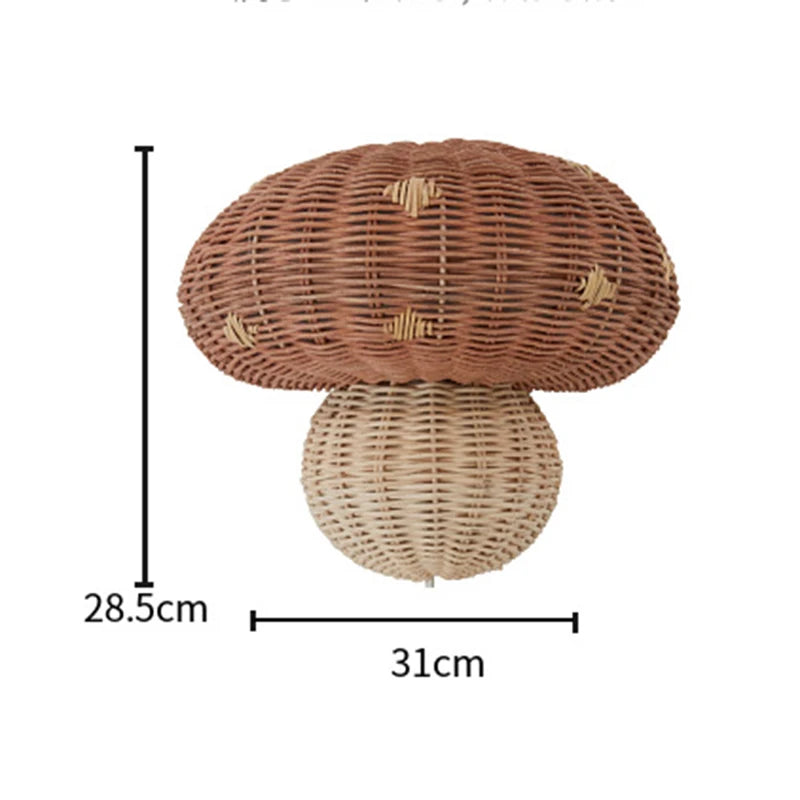 Lampe chevet champignon rotin blanc chambre enfant