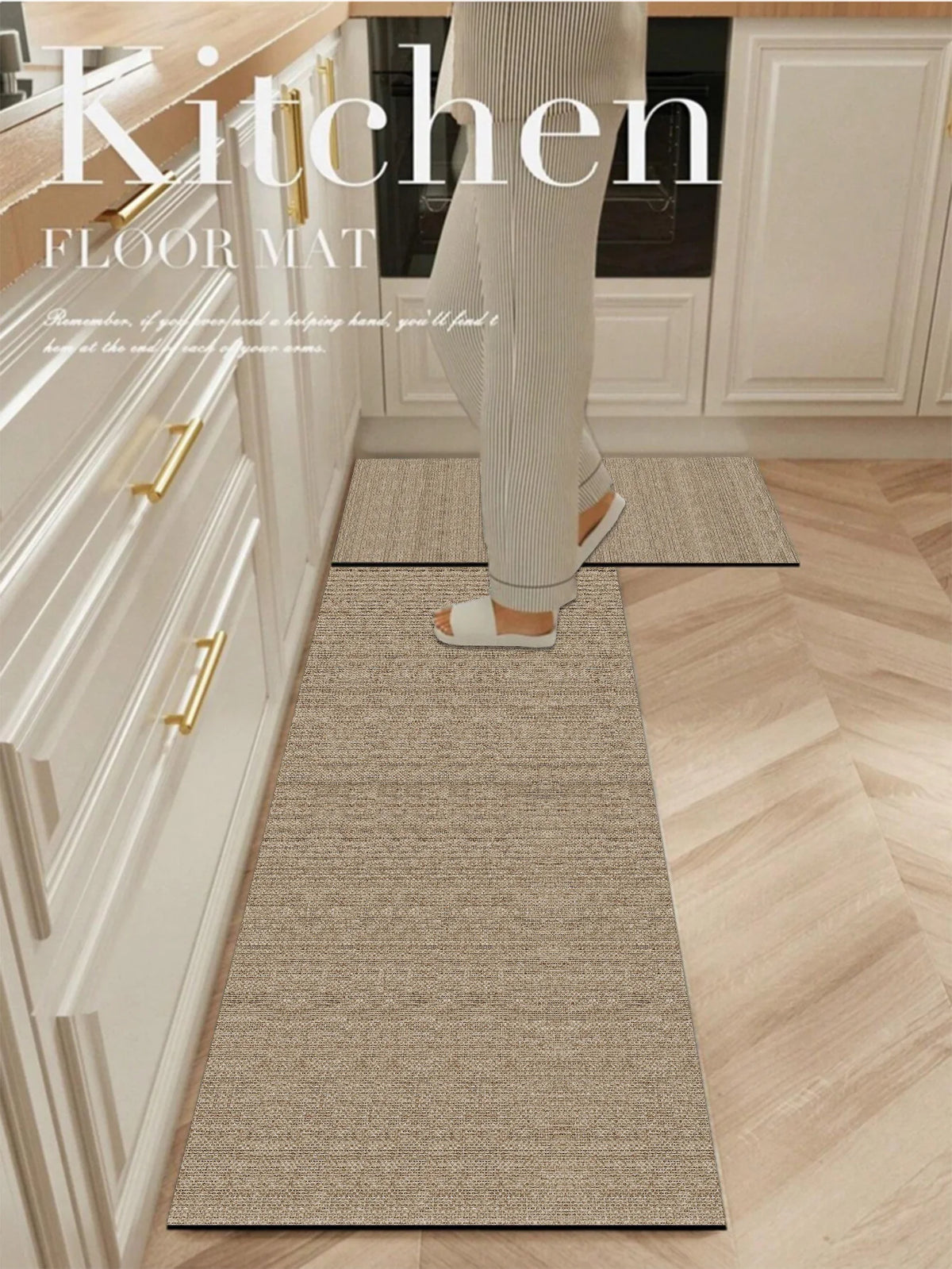 tapis sol moderne gris beige texture tissée géométrique antidérapant cuisine salle bain