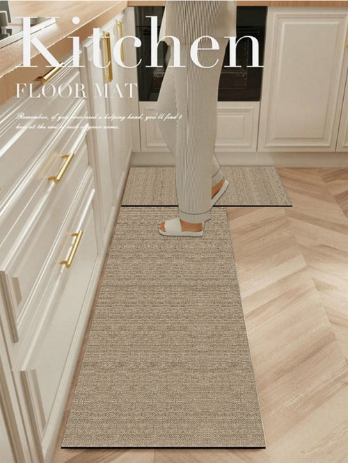 tapis sol moderne gris beige texture tissée géométrique antidérapant cuisine salle bain