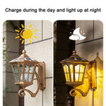 lampe solaire murale vintage or floral éclairage extérieur verre transparent classique
