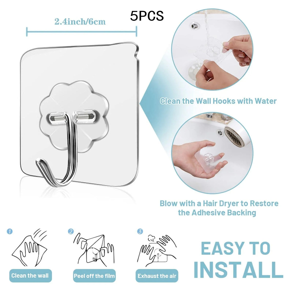 crochets murals adhésifs argentés transparents modernes maison salle bain cuisine utilisation multiple pack 10