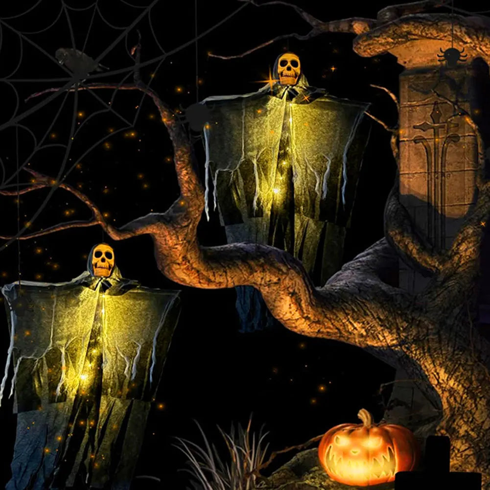 décorations halloween crâne araignée led noires grises anniversaire fête noëlextérieur