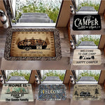 tapis sol camping décoratif motif chien arbres bienvenue extérieur intérieur antidérapant coton beige