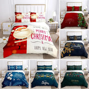 Housse de couette Noël pour enfant, ensemble literie double en polyester avec motif 3D père Noël