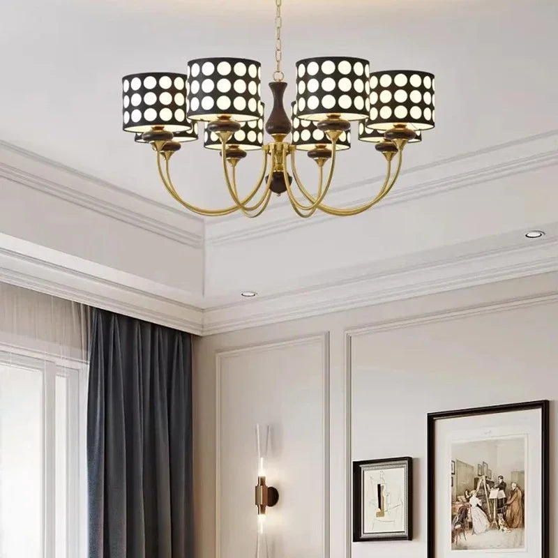 lustre moderne élégant pois doré noir suspension salon restaurant led câbles trois têtes