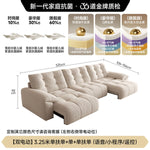 canapé lit moderne beige motif boutons adhésifs coussins salon bois tissus composites
