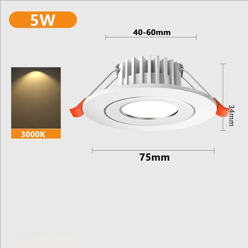 spots led blancs modernes 3w 220v grille refroidissement rond lisse 40 60mm
