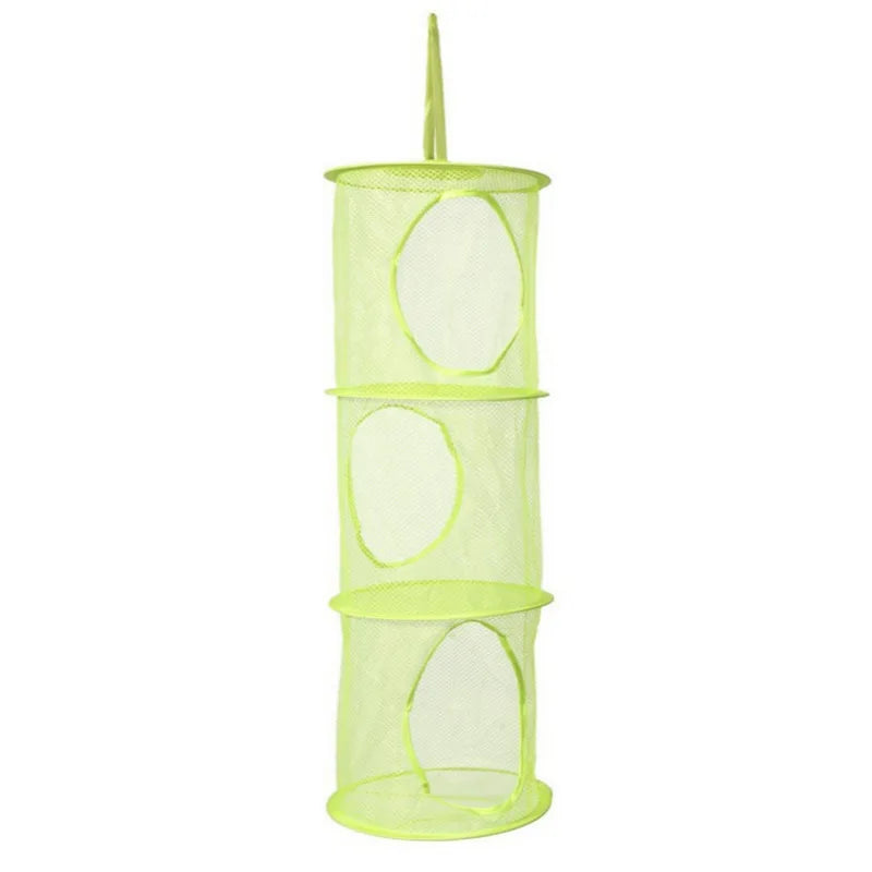 sac rangement suspendu pliable rose bleu vert maille moderne respectueux environnement deux compartiments