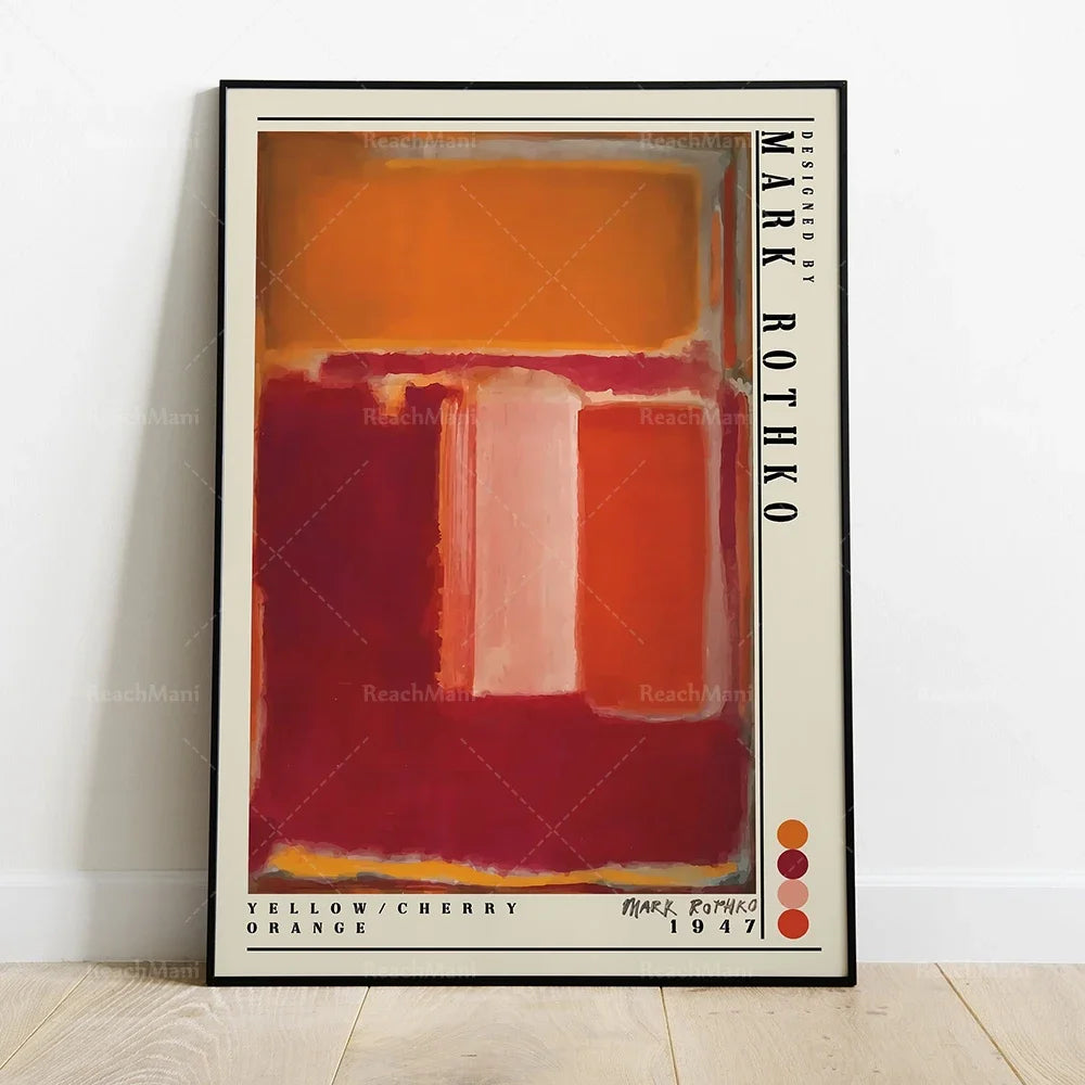 Une œuvre abstraite aux couleurs chaudes et vives, mettant en scène une forme géométrique simple sur un fond coloré.