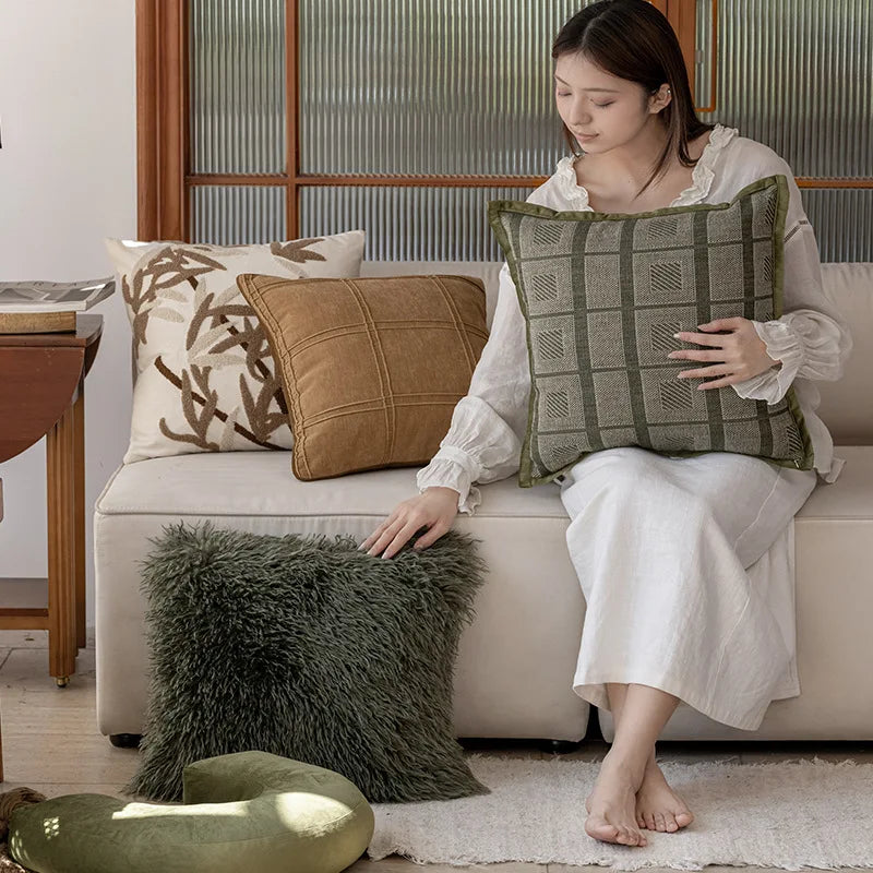 coussins décoratifs modernes motifs géométriques végétaux peluche maison voiture