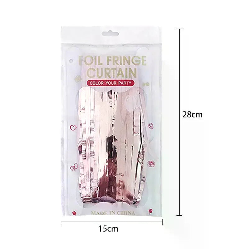 rideau franges métalliques brillantes rose doré vert rouge blanc festif opacité 15cm 28cm