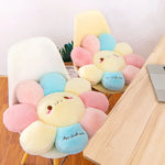 coussin kawaii peluche rose bleu jaune doux brodé tournesol 40cm imperméable mémoire anti décubitus