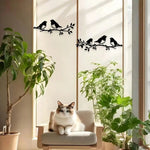 décoration murale métal oiseaux feuilles naturelle rustique fixée vis mur noir