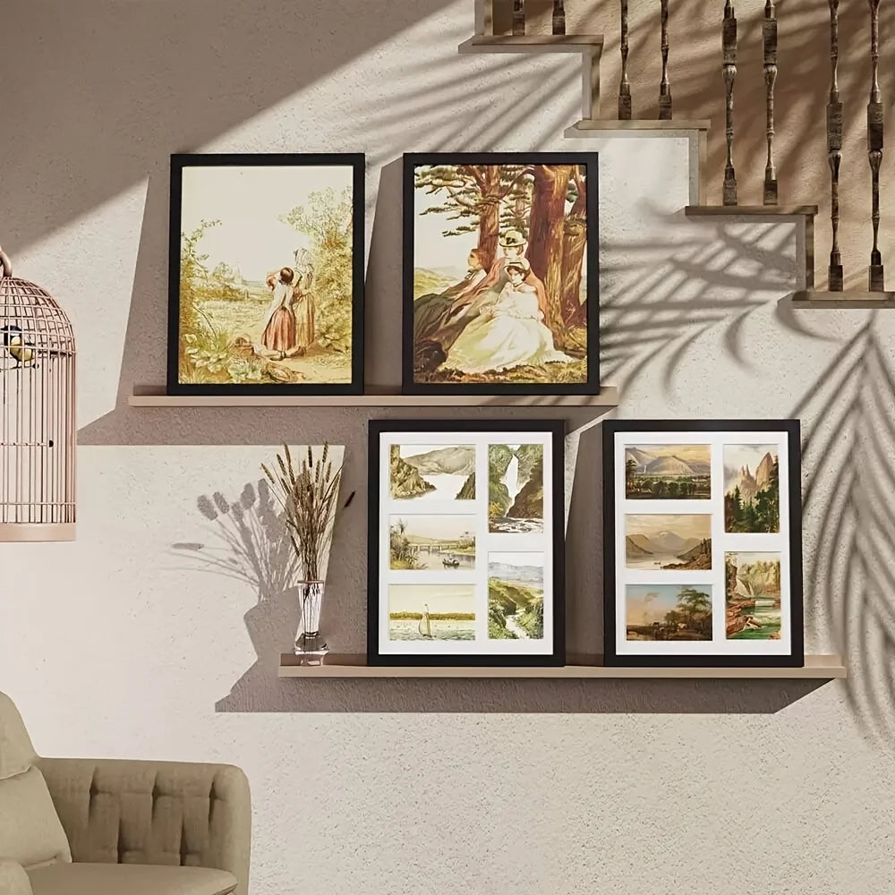 cadre photo mural moderne noir blanc mat photos encadrées arrière beige 11x14 pouces 4x6