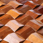 panneau décoratif bois cubes géométriques moderne marron clair foncé autocolant 3d