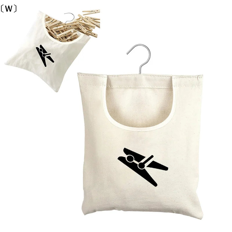 sac rangement pinces linge crochet suspendu tissu imprimé utilitaire fenêtre transparente minimaliste