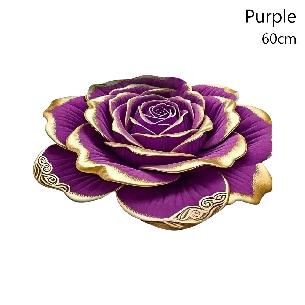 tapis 3d fleurs polyester moderne bleu jaune marron rose violet anti dérapant salon chambre