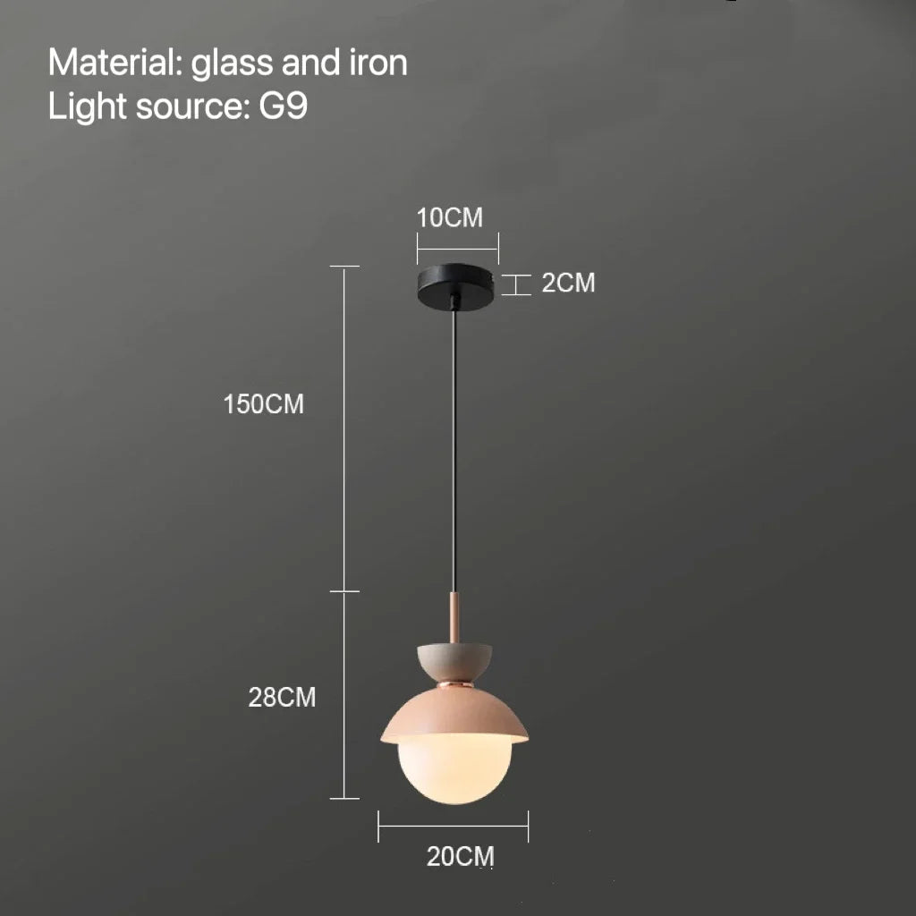suspension lumineuse moderne pendentif câble bleu rose gris sphérique mat