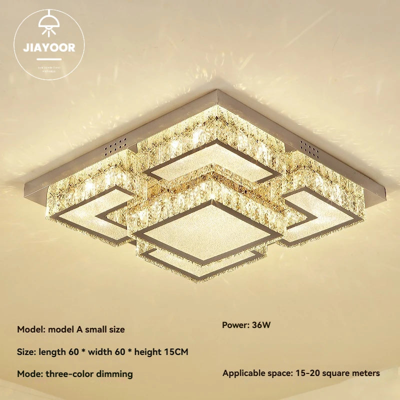 plafonnier led cristal moderne doré blanc luminaire salon cuisine chambre luxe géométrique