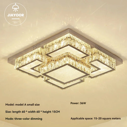 plafonnier led cristal moderne doré blanc luminaire salon cuisine chambre luxe géométrique