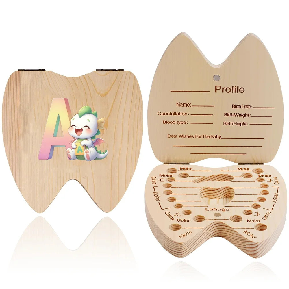 boîte dents bois naturelle emplacements dents lait informations bébé