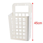 panier linge gris blanc perforé moderne rangement crochet adhésifs chambre salon
