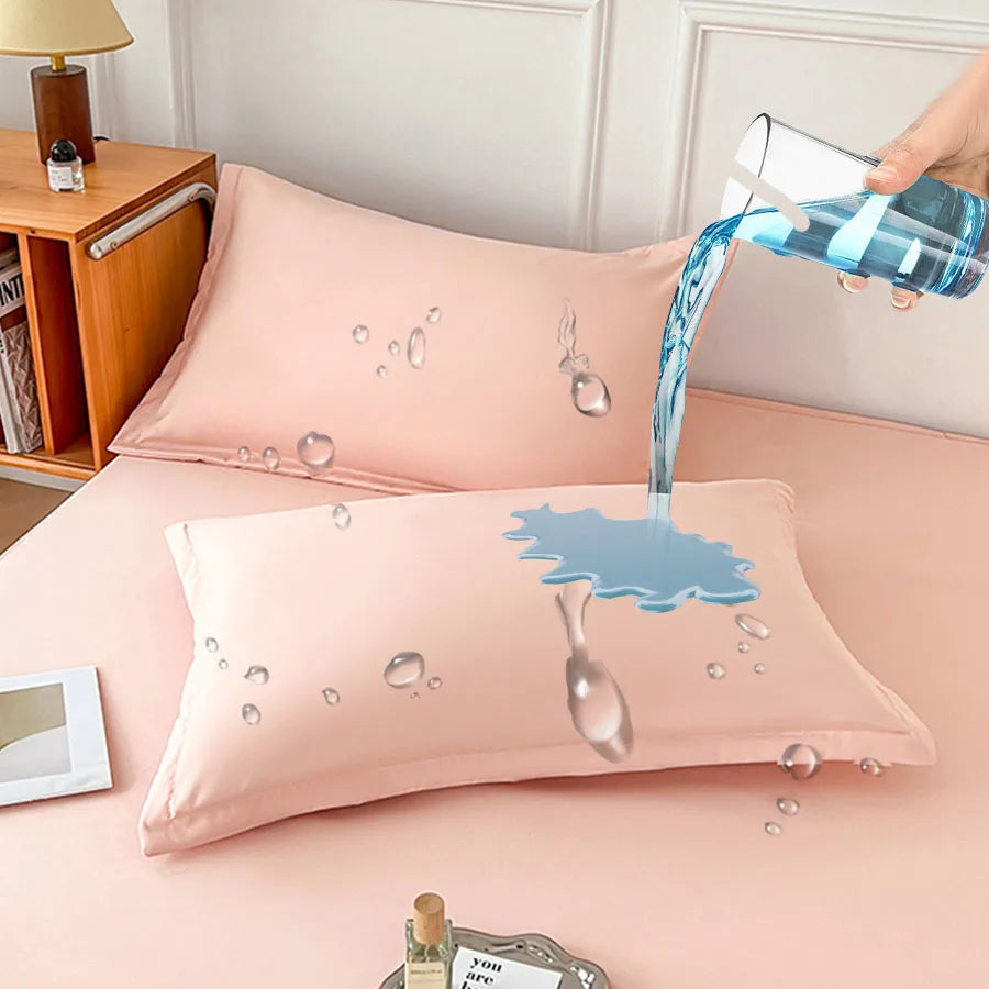 protège oreiller imperméable blanc gris bleu marine vert rose gouttes d'eau moderne