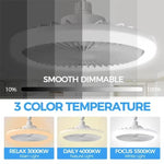 ventilateur moderne blanc grille rayons télécommande opacité fixations ornementales éclairageintégréré fluxlumineux airflow